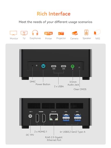 KODLIX AD78 Mini PC, AMD Ryzen 7 7840HS (8C/16T, up to 5.1GHz), 32GB DDR5 1TB PCle4.0 SSD, Desktop Mini Computer AMD Radeon 780M, 8K Quad Display 2xHDMI+2xUSB4, 2.5G LAN/WiFi6E/BT5.3, Gaming/Office