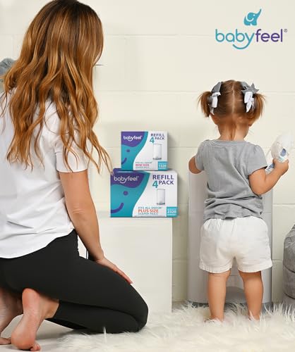Babyfeel Refills Compatible with DEKOR PLUS Diaper Pails | 4 Pack | Exclusive 30% Extra Thickness | Diaper Pail Refills with Powerful Odor Elimination | Fresh Powder Scent | Holds up to 2320 Diapers