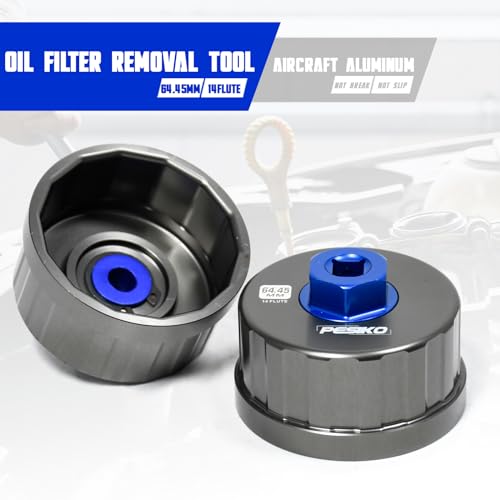 PESIKO 64.3mm 14 Flute Oil Filter Wrench for Toyota, Lexus and Scion Large Capacity Engines, Precision Machined Aircraft Aluminum Oil Filter Removal Tool for Easily Remove Oil Filter
