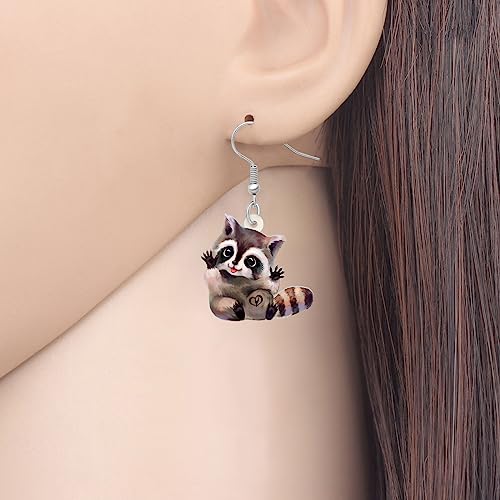 YAYAKO Acrylic Chubby Funny Raccoon Earrings Dangle Bear Animal Jewelry Cute Raccoon Gifts for Women (Brown 512)