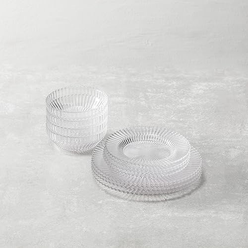 Fortessa Archie Glass 12 Piece Dinnerware Set, Service for 4, Clear