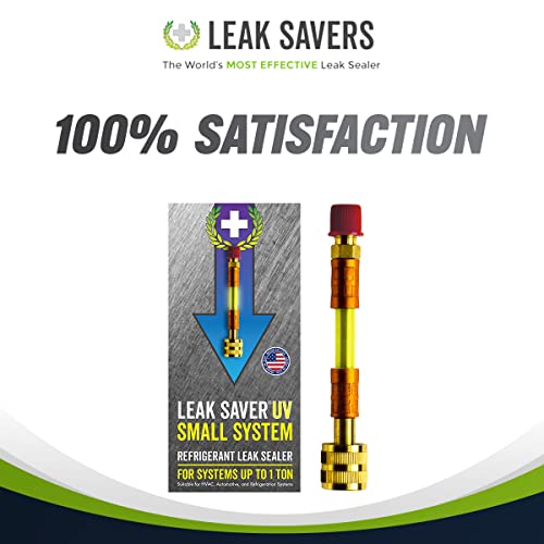 Leak Saver Direct Inject Small System with UV Dye - Refrigerant Leak Sealer - Detects Large Leaks - Ideal for Most Small Home Appliances and HVAC Systems up to 1 Ton - Proudly Made in The USA