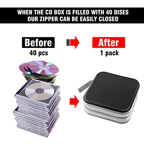 Bivisen CD Case, DVDs Wallet Holder, CD/DVD Case Wallet 40 Discs Heavy Duty Bag Binder Storage Booklet Album (Black)