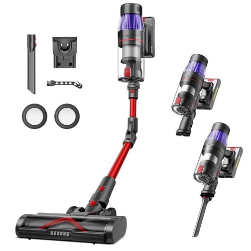 Ultenic Cordless Vacuum Cleaner, 500W/35Kpa Powerful Suction with 180°Bendable Wand, Anti-Tangle Brush, 60Mins Runtime, LED Display, Stick Vacuum Cleaner for Hard Floor/Carpet/Pet Hair, U16 Flex