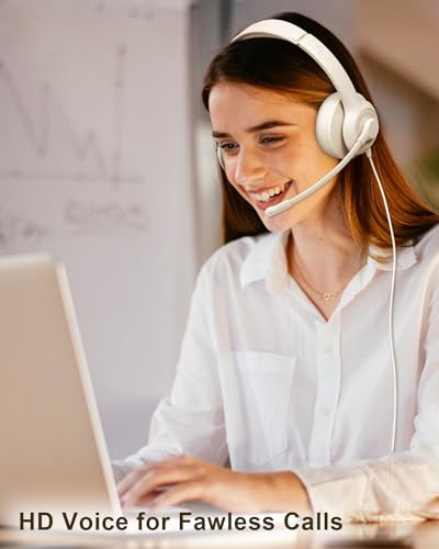 EAGLEND USB Headset with Microphone for PC, On-Ear Computer Laptop Headphones with Noise Cancelling Mic in-line Control for Home Office Online Class Zoom (3.5mm, Black)