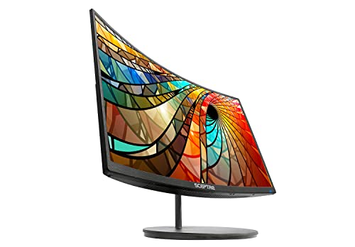 Sceptre 27" Curved 75Hz LED Monitor C278W-1920R Full HD 1080P HDMI DisplayPort VGA Speakers, Ultra Thin Metal Black, 1800R immersive curvature, 2018,Metallic Black