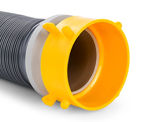 Camco 39665 Deluxe 10' Sewer Hose Extension - Heavy Duty Design with Swivel Fittings, Easy to Use and Compresses for Simple Storage, Storage Caps Included, Gray