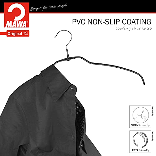 Mawa Reston Lloyd Silhouette Ultra-Thin Series, Non-Slip Space Saving Shirt Hanger, Style 42/FT, Pack of 4, Black