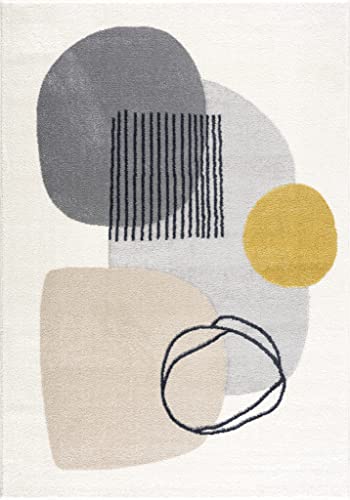 Abani Rugs Deco DEC130A Cream Minimalist Geometric Area Rug (Cream, 2' x 3')