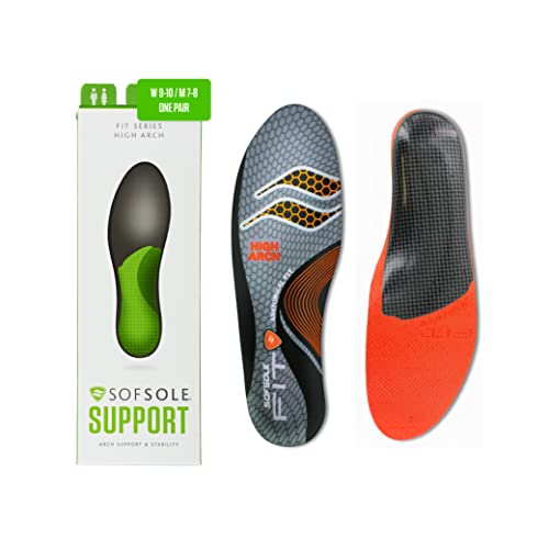 Sof Sole Women's High Arch Unisex FIT Support Insoles, Grey, Women's 5-6/Men's 3-4