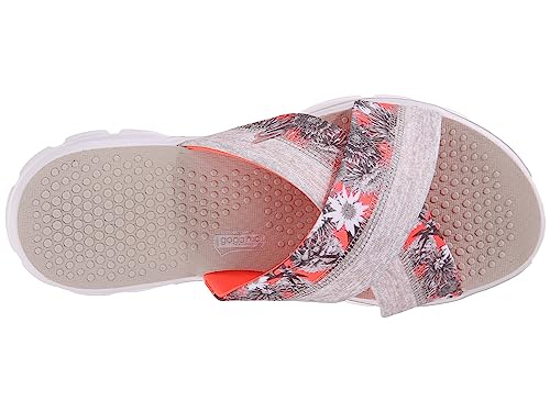 Skechers Performance Womens Go Walk Fiji Flip Flop,Natural Coral Flower,8 M US