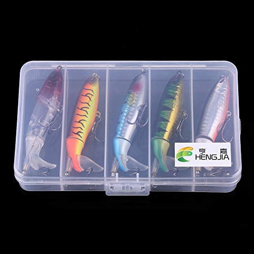 HENGJIA Fishing Lure for Bass, Whopper Lure Plopper Lures Kit for Bass Trout, Topwater Lures with Floating Rotating Tail for Freshwater Saltwater