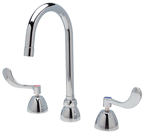 Zurn Z831B4-XL AquaSpec Widespread Gooseneck Faucet, 5 3/8" Spout, 2.2 GPM Pressure-Compensating Aerator, 4" Wrist Blade Handles, Chrome
