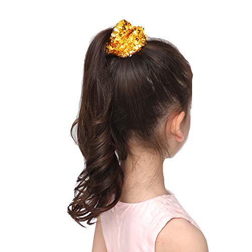 PNEIFON 4 Pack Hair Scrunchies, Sequin Scrunchies Elastic Stretch Sparkly Glitter Fashion Scrunchie Hair Tie Ponytail Holders Bun Cover for Girls and Women (style1)
