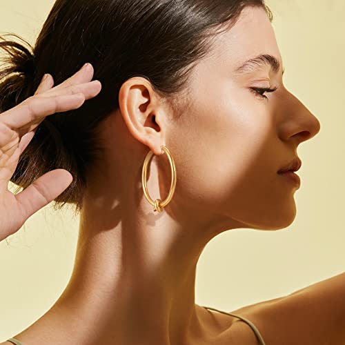 Large Gold Knot Hoop Earrings for Women Statement 18K Gold Hoop Earrings Lightweight Hoops Trendy Gold Hoops Earrings Fashion Jewelry
