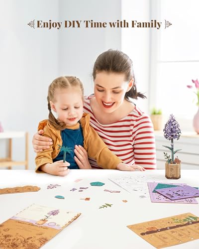 rowood Wooden Flower,DIY Flower Building Block Set Craft Kit for Kids,Mother's Day/Valentine's Day/Teacher's Day/Thanksgiving/Christmas/Birthday Gift for Mom/Grandma-Chamomile
