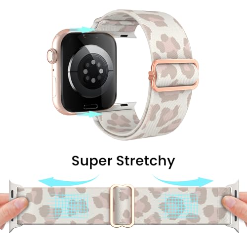 Delidigi Stretchy Bands Compatible for Apple Watch Band Women 38mm 40mm 41mm 42mm 44mm 45mm 46mm 49mm, Nylon Braided Straps for iWatch Series 10 9 8 7 6 SE 5 4 3 Ultra Ultra 2