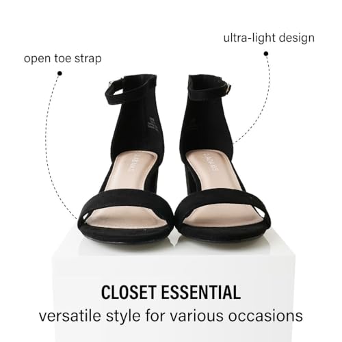 J.Adams Daisy Heeled Sandals for Women – Wide Ankle Strap Low 2 Inch Kitten Short Block Heel, Open Toe Dress Shoes – Chunky Heels for Bridal, Wedding, Parties – Dressy Platform Sandals, Women's Shoes