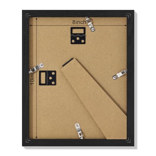 Vittanly 8x10 Collage Picture Frame, Displays 2Pcs 4x6 Pictures with Mat or 1Pcs 8x10 without Mat, Photo Frame for Wall Mounting or Table Top with Stand, Black, 1 Pack