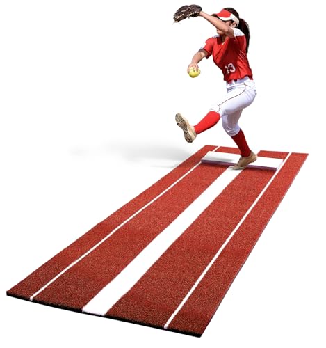Softball Pitching Mat Softball Pitching Mound Pitching Matt Softball for Pitchers with Antislip Rubber and Antifade Turf 10x3 ft Clay Color