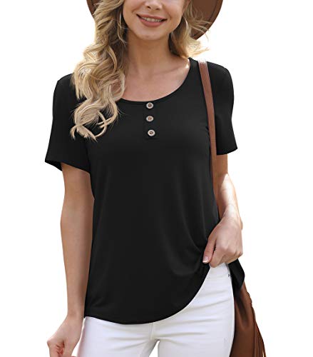 Feiersi Women's Long Sleeve Tops Casual Soft Comfy Blouse Loose Buttons Up T Shirts(Wine Red,Small)