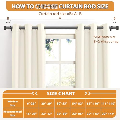 TONIAL Black Curtain Rod 16 to 30 Inch(1.3 to 2.5 ft), Telescoping Splicing 3/4 Curtain Rods for Windows, Single Short Drapery Rod with Round Cap Finial