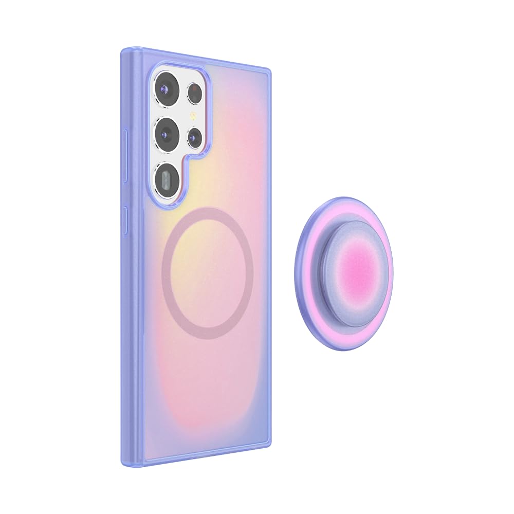 PopSockets Samsung Galaxy S24 Ultra Case Compatible with MagSafe, with Magnetic Round Phone Grip Included, Phone Case for Galaxy S24 Ultra - Aura