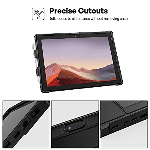 ProCase Case for 12.3 Inch Surface Pro 7 Plus, Pro 7, Pro 6, Pro 5, Pro 4, Pro LTE, Heavy Duty Case, Rugged Shockproof Protective Case with Pen Holder Grip - Black