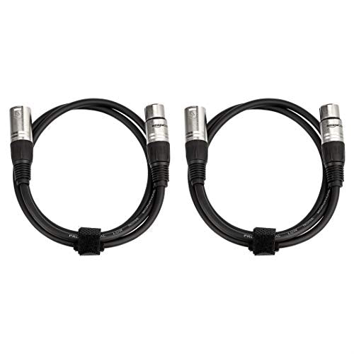 Amazon Basics 2-Pack XLR Microphone Cable for Speaker or PA System, All Copper Conductors, 6MM PVC Jacket, 3 Foot, Black