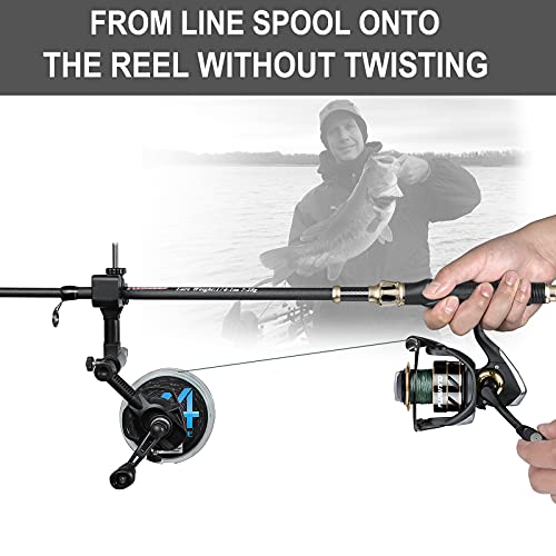 PLUSINNO Fishing Line Spooler with Unwinding Function, Fishing line Spooling Station Versatile for Both Thick & Thin Rods, Works with Spinning Reel, Cast Reel (Fishing Rod & Table Clamp Spooler)