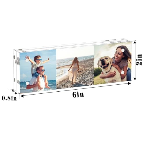 HELPLEX Acrylic Frame, 5 Pack 5x7 Acrylic Picture Frames, 24mm Thicker Frameless Clear Frame Double Sided Magnetic Frame, Free Standing Desktop Display Stand Acrylic Frames