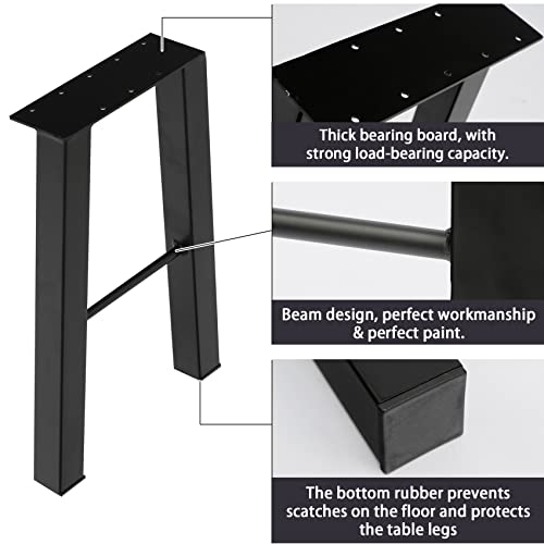 TENGCHANG 22'' Black Industry Table Legs Metal Bench Coffee Desk Chair Leg Set of 2