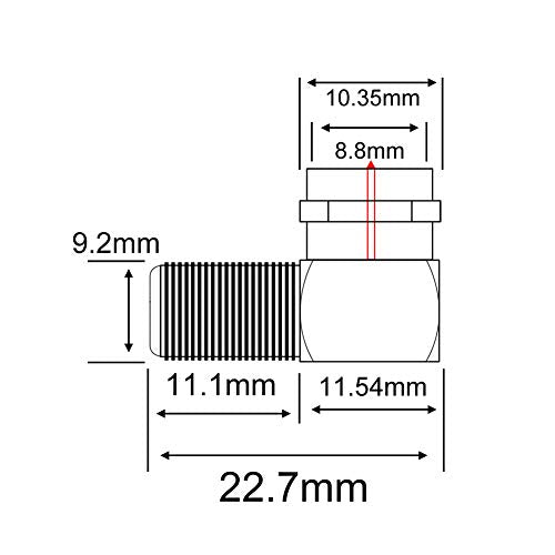 onelinkmore Coaxial Cable Right Angle Connector F Type Female to Male Adapter Coax Connector F Male to F81 Female Extender F Pin RG6 Adapter for Wall Plates Coax 90 Degree Pack of 10