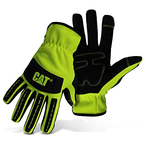 CAT® CAT012250M Touchscreen High Impact Utility Gloves – Medium, Black, Safety Work Gloves with Molded Knuckle & Finger, Spandex Back, Open Cuff