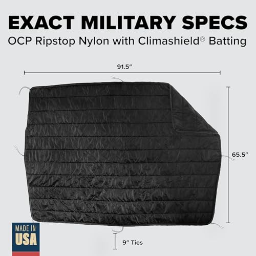 Pinnacle Mercantile Black Edition Woobie Made in USA by Winston-Salem Industries for The Blind All Purpose Poncho Liner Multi Use Nylon Tactical Camping Blanket