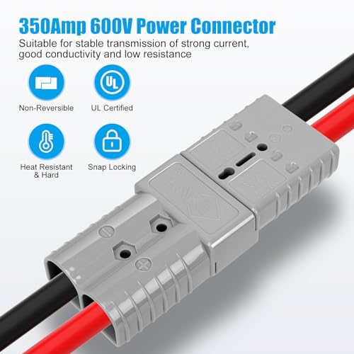 ANKG 350 Amp 600 Volt 2/0 AWG Battery Power Connector (2/0AWG Contact,1Pcs Blue Housing)