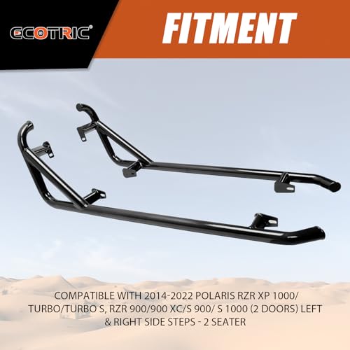 ECOTRIC Black Nerf Bars Rock Sliders Compatible with 2014-2023 Polaris RZR XP 1000/ Turbo/Turbo S, RZR 900/900 XC/S 900/ S 1000 (2 Doors) Left & Right Side Steps - 2 Seater