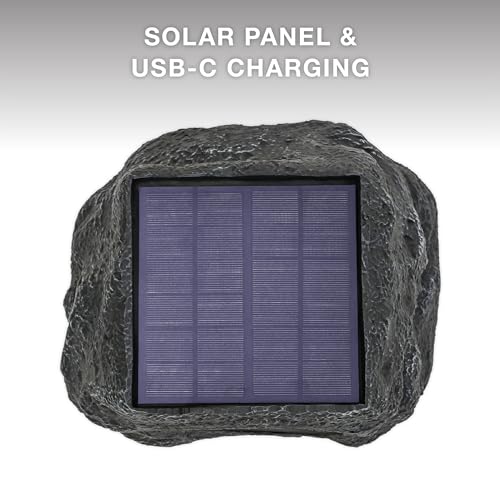 Victrola Rock Speaker Connect, Granite, Wireless Outdoor Speaker with Bluetooth 5.3, 22-Hour Battery Life, Portable Speaker with Solar Charging, Link Up to 20 Rock Speakers, IP54 Waterproof Speaker