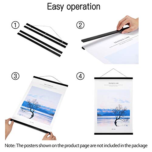 FALAMON Magnetic Poster Hanger Frame, 24x36 24x18 24x28 24x30 Solid Wood Magnetic Frame for Posters, Prints, Photos, Pictures, Maps, Scrolls, and Canvas Artwork (Grey, 24")