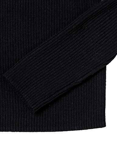 Amazon Essentials Women's Lightweight Ribbed Long-Sleeve Boat Neck Slim-Fit Sweater, Black, X-Small