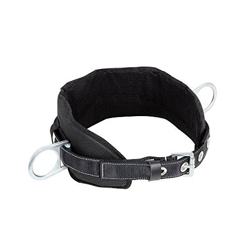 Peakworks Fall Protection Safety Harness Positioning Belt with Padded Lumbar Support, 2 D-Rings, Black, Small, V8056021