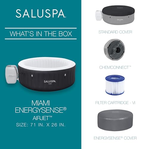Bestway SaluSpa Barbados AirJet Inflatable Hot Tub Spa 2-4 Person with EnergySense™ Cover
