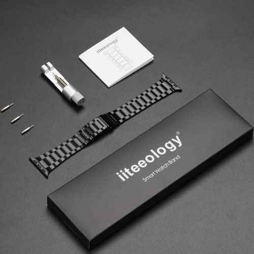 iiteeology Compatible with Apple Watch Band 41mm 40mm 38mm, Upgraded Stainless Steel Replacement Original iWatch Bands for Series 9 Ultra 8 7 6 5 4 3 2 1 Women,Black