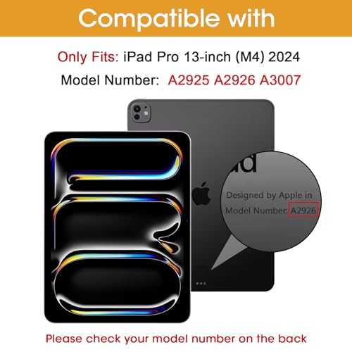 ProCase for iPad Pro 13 Inch Case 2024 (M4/7th Gen), iPad M4 13 Case Smart Folio iPad Pro 13 Case, Slim Stand Translucent Hard Shell Back 13-inch 2024 iPad Pro Case, Auto Sleep/Wake -Black