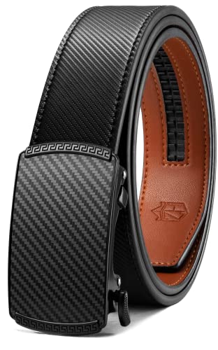 Zitahli Ratchet Belt for Men,Upgraded Tail Hidden Design mens belt Leather for Dress Pant Shirt Oxfords,Micro Adjustable 26"-32"