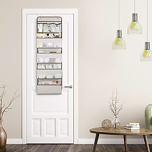 Univivi Over Door Hanging Organizer Behind Door Hanging Storage Baby Storage with 4 Large Pockets and 3 Small PVC Pockets for Cosmetics, Toys and Sundries