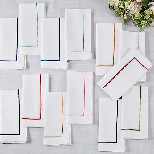 Saro Lifestyle Embroidered Line Design Napkins (Set of 4), Sapphire, 20"