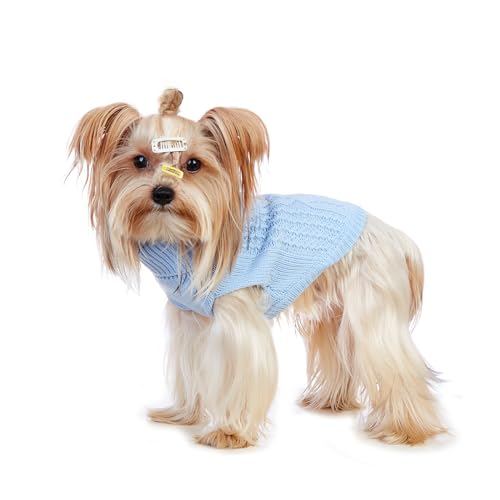 Jnancun Cat Sweater 16 Color Turtleneck Knitted Sleeveless Dog Sweater Warm Winter Kitten Clothes Outfits for Cats or Small Dogs in Cold Season(Yellow, Small)