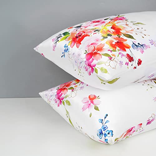 Satin Pillowcase for Hair and Skin, 2 Pack Lavender Silk Pillowcase Queen Satin Pillowcases with Envelope Closure(Lavender,20x30 inches)