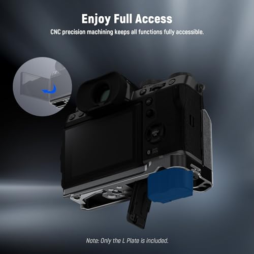 NEEWER X-T5 L Plate Handgrip, Metal L Bracket with 1/4” & 3/8” Threads, Silicone Grip, Shutter Release Button, Arca Type Baseplate for RS4 RS3 Gimbals, Compatible with SmallRig Accessories, CA099